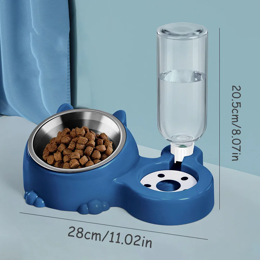 Cuenco 2 en 1 de acero inoxidable para mascotas, cuenco de comida y agua para gatitos, cachorros y gatos, cuenco de alimentación antiderrames, - imagen 5