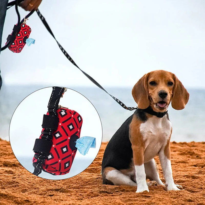Portabolsas para perro de lona con dispensador integrado de bolsas
