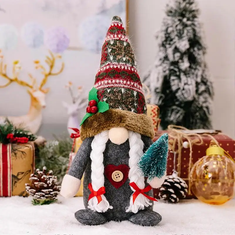 Bandeja de adorno de Gnomo de peluche de Papá Noel, decoración que trae buena suerte y estado de ánimo de Navidad para estante, chimenea, capa, mesa, ventana - imagen 5