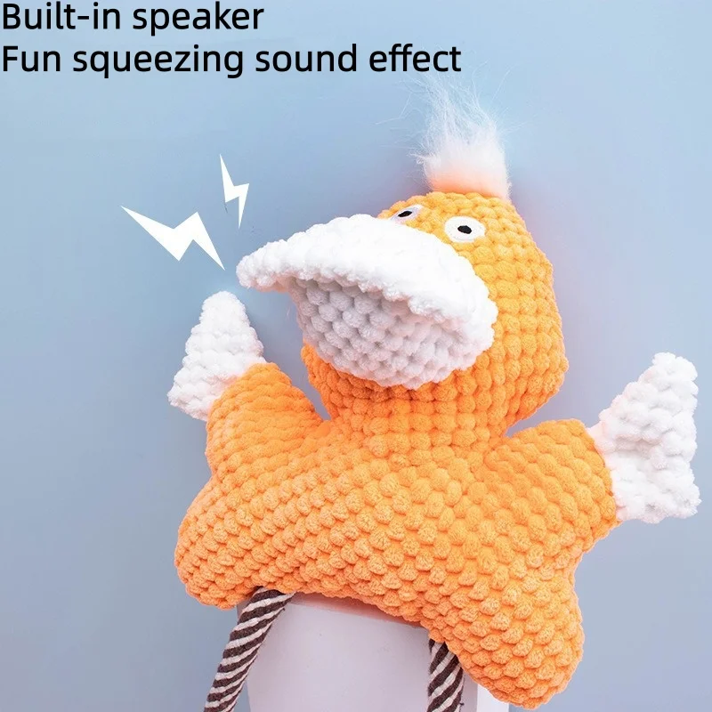 Juguetes de peluche chirriantes a prueba de mordeduras para perros, limpieza de dientes, pato de dibujos animados, forma de rana, juguete con sonido para apretar para mascotas, sonido suave y divertido - imagen 3