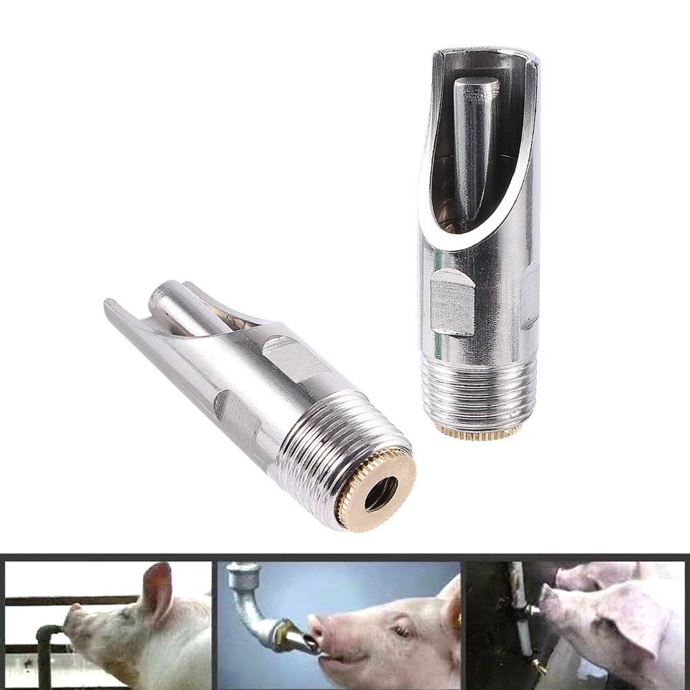 Tetina de cerdo para beber animales, instrumento para beber lechones, bebedero, alimentador, equipo agrícola, rosca macho, 20mm, acero inoxidable, 5 uds.