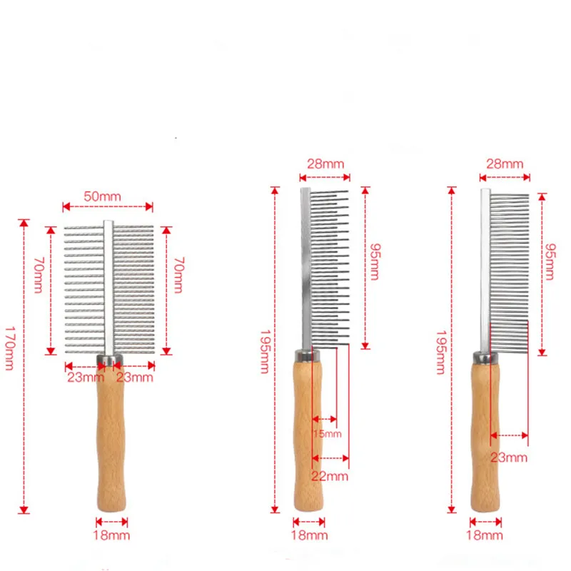 Peine para gatos, cepillo para gatos de acero inoxidable, cepillo para pelo de perro, mango de madera, removedor de pelo para mascotas, peine para gatos, herramientas de limpieza para el cuidado de mascotas, accesorios - imagen 5