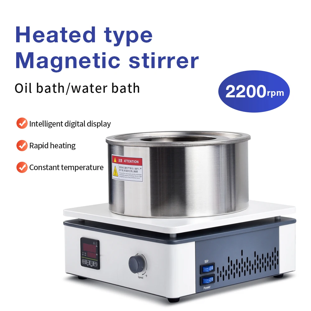Olla de baño de agua y aceite de 800ml, mezclador de placa caliente Digital, agitador magnético calentado de laboratorio, mesa eléctrica de 2200RPM, mezclador de placa calefactora de pie