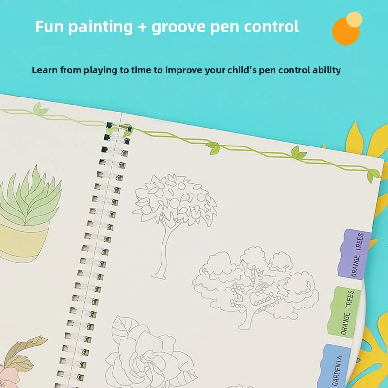 Libro mágico para copiar curioso, libro de práctica de escritura reutilizable con ranura 3D para niños, libros de juguetes educativos Montessori, incluye bolígrafo - imagen 2