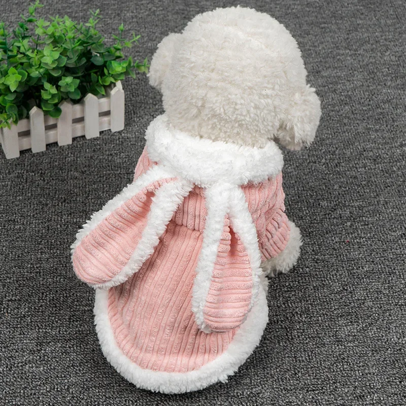 Abrigo exterior con Orejas de conejo de peluche para otoño/invierno, ropa para perros, osos de peluche, cachorros y gatos, ropa para cachorros, ropa para perros pequeños - imagen 2
