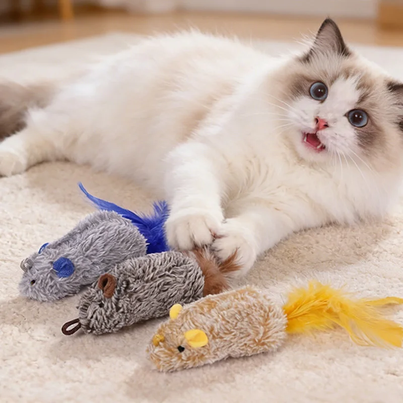 Juguete ratón chirriante para gatos – Peluche resistente a mordidas - imagen 2