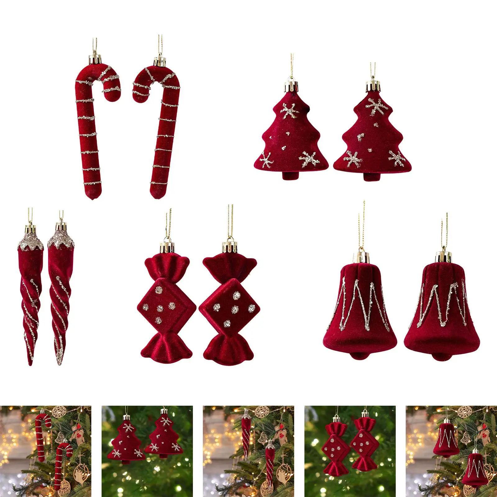2 Pieces Christmas Tree Hanging Decorations Party Supplies Photo Props Pendants Christmas Baubles for Fireplace Outdoor New Year - imagen 3