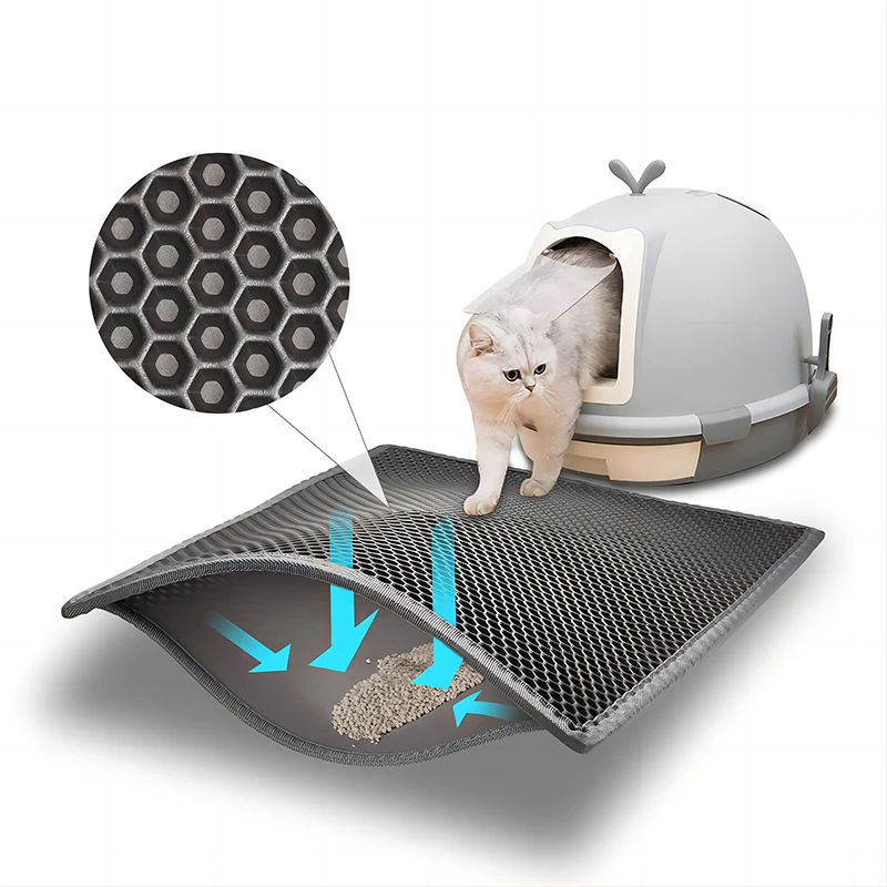 Almohadilla de arena de doble capa EVA para gatos, filtro de lavabo de arena antideslizante impermeable, lavable para perros y gatitos, accesorios para mascotas de fácil limpieza - imagen 2