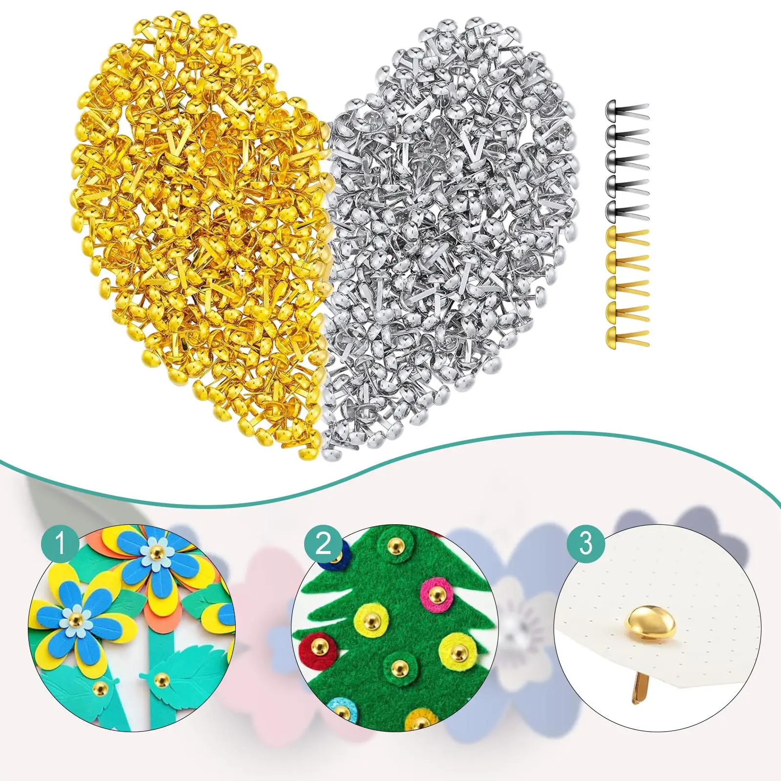 300x Paper Fasteners Creative Decor Handmade,Art Accessories,Scrapbooking Brads,Craft Pins Pushpin Plated Split Pins for Crafts