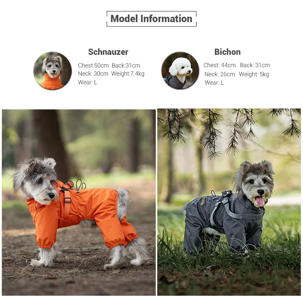 Chubasquero para perros con arnés, chaqueta impermeable para la lluvia para mascotas para perros pequeños, monos de lluvia reflectantes ajustables para perros con 4 patas - imagen 3