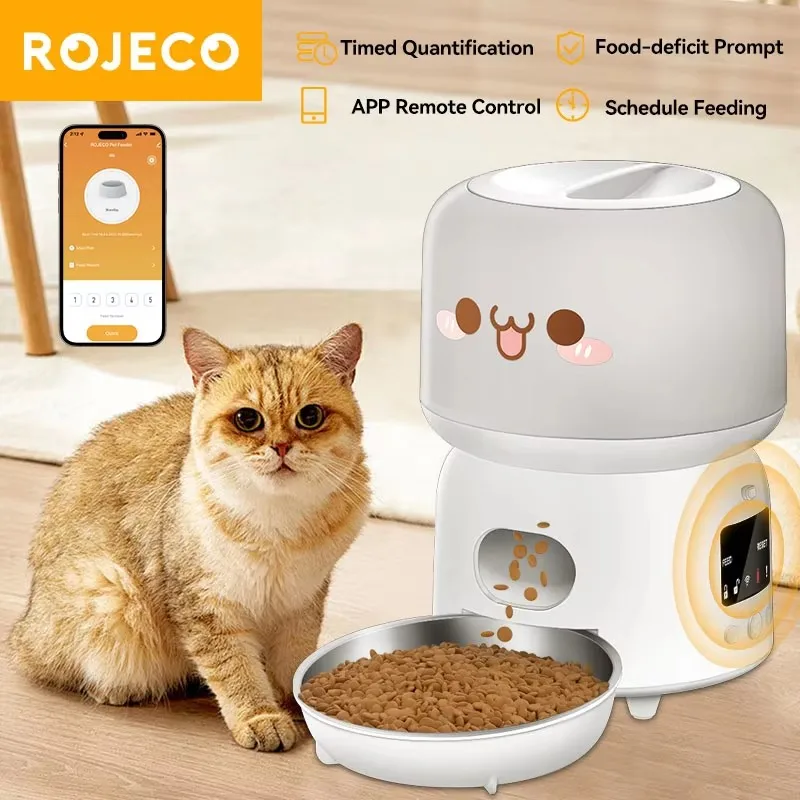 Robeco-comedero automático para gatos, dispensador de Comida inteligente para perros, Control remoto por aplicación, accesorios para cuencos de alimentación, 3L, WiFi