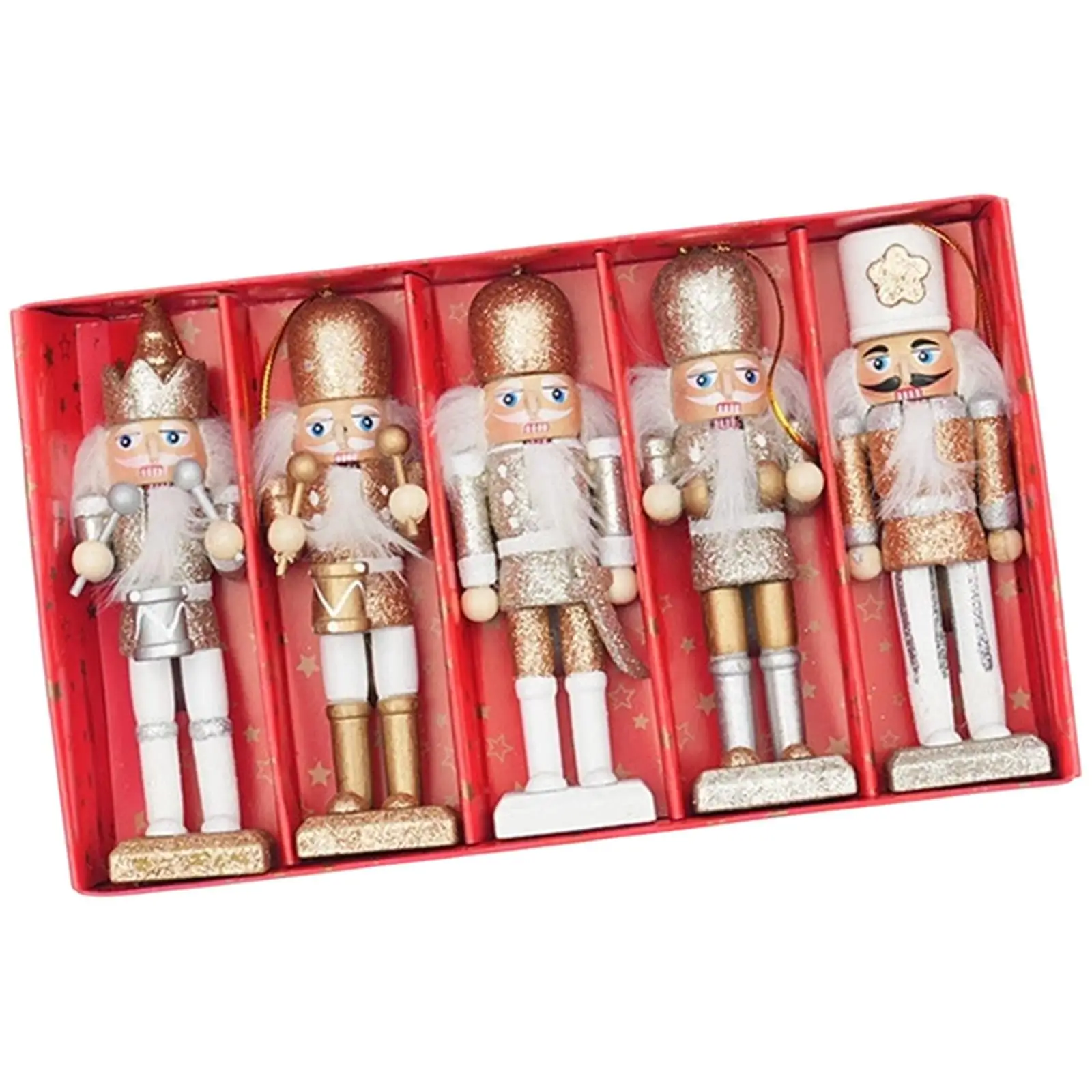 Figura de Cascanueces de Navidad, estatua de Cascanueces, resistente, versátil, portátil, colección de regalos de Navidad tradicionales, hecha a mano, 5 piezas - imagen 2