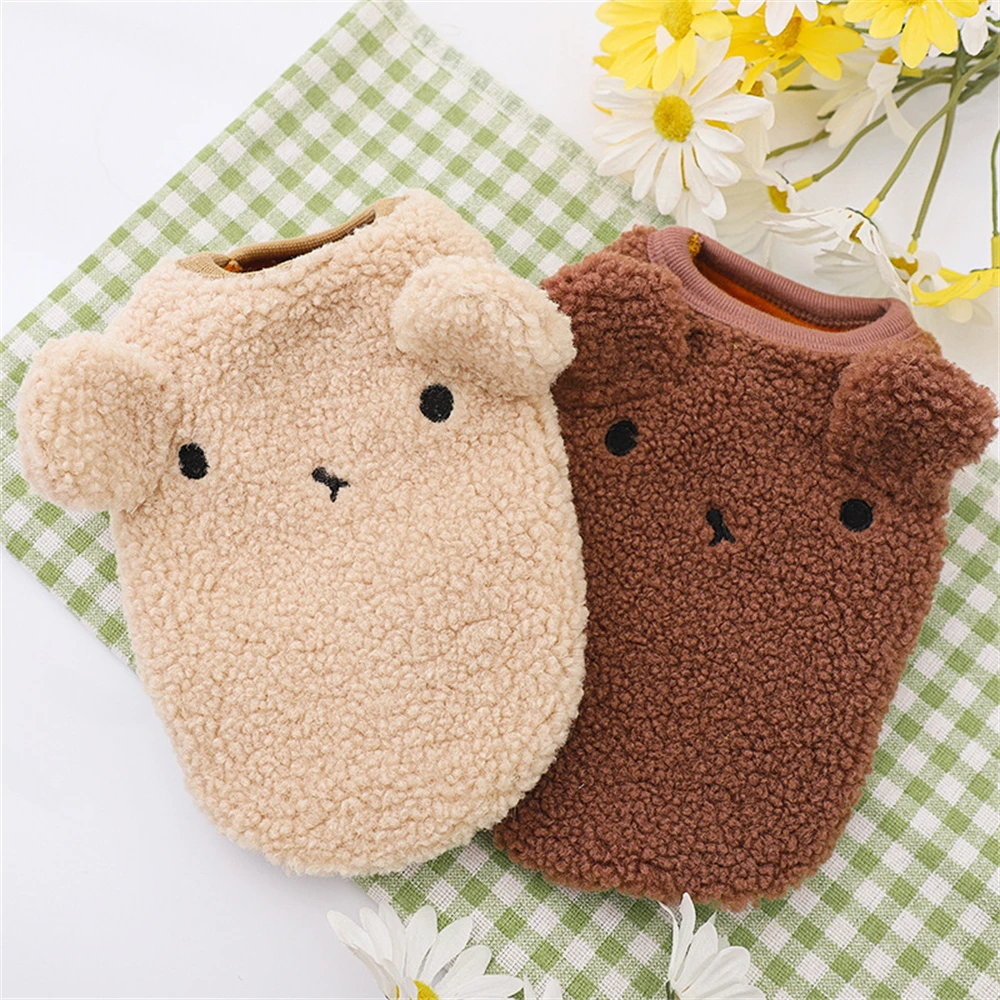 Jersey cálido de invierno para perros, abrigo, suéter de oso de peluche, chaleco para perros pequeños y medianos, ropa bonita para perros de peluche, disfraz grueso para mascotas