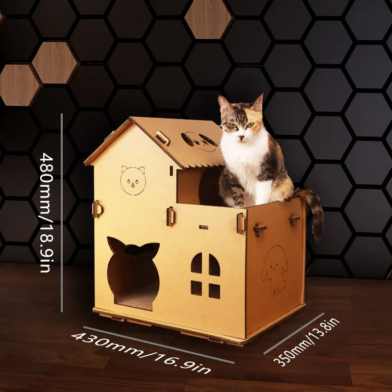 Casa para gatos cálida con cúpula, Villa semicerrada, arena para gatos para interiores y exteriores, productos para mascotas, suministros, muebles, accesorios, casa para raspar gatos - imagen 4