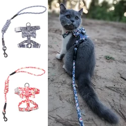 Arnés y correa floral para perros pequeños y gatos