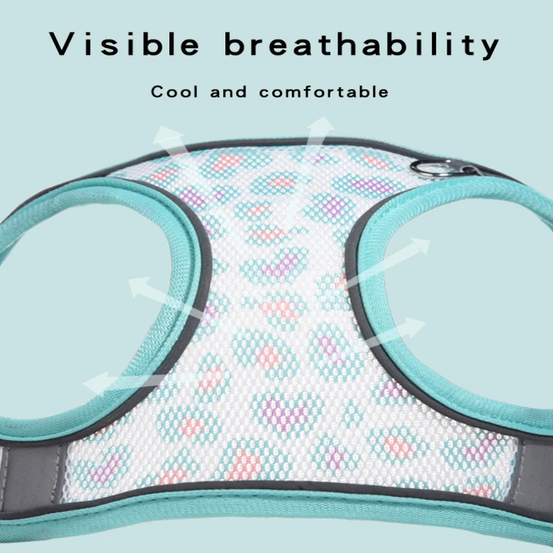 Conjunto de correa de arnés para perro, chaleco reflectante para cachorros y gatitos, correa transpirable para el pecho para perros pequeños, gatos, Chihuahua, correa para caminar - imagen 3