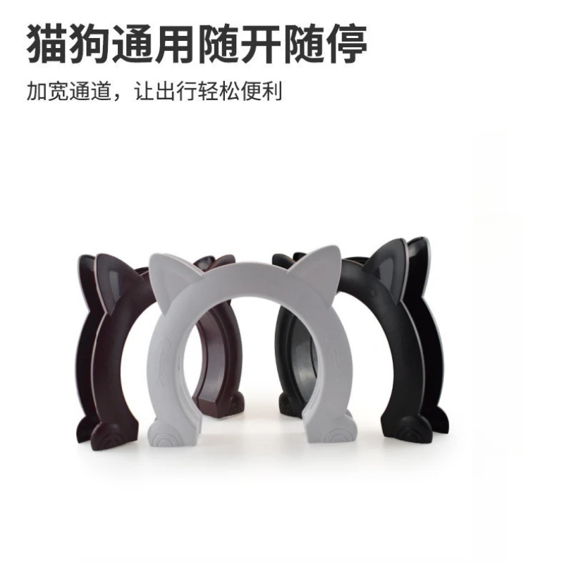 Puerta para mascotas en blanco y negro, puerta para mascotas con agujero para gatos, valla, acceso libre, hueso de pescado, puerta con orejas para gatos, perrera con agujeros para gatos - imagen 3