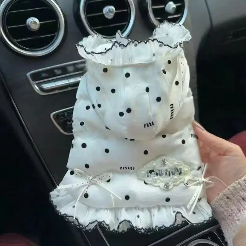 Abrigo de algodón para perro de invierno con lunares y lazo, chaqueta cálida gruesa para perros pequeños, Bichon Frise, ropa para exteriores