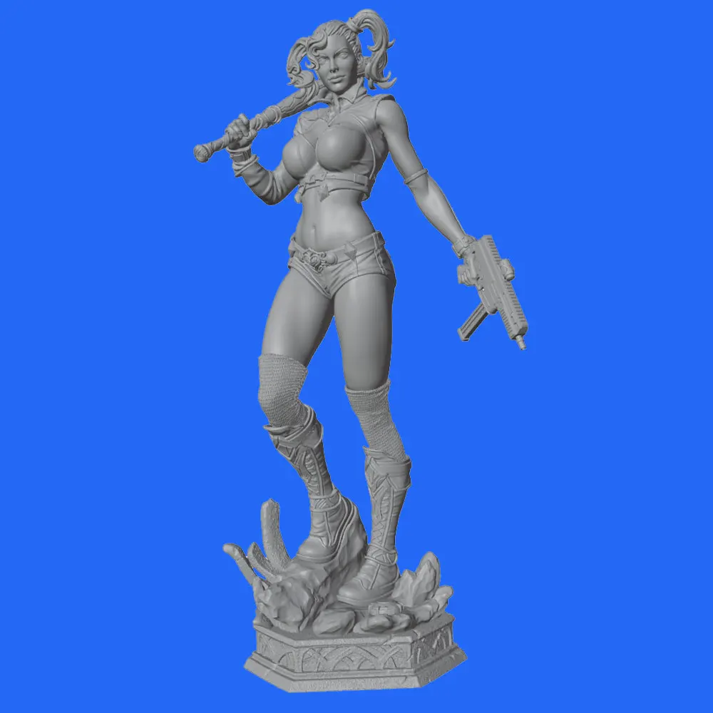 Figura resina chica con pistola y bate – decoración hogar