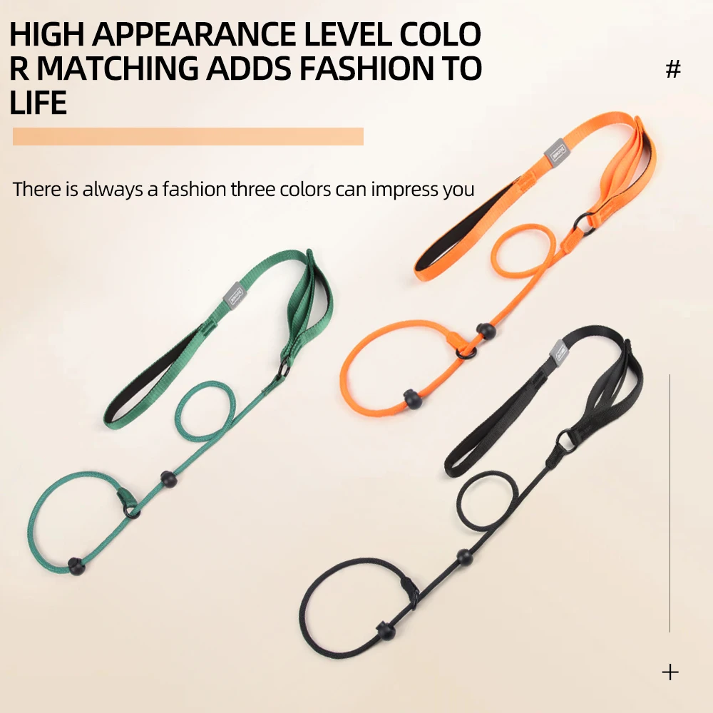 Correa de cadena para perros antitiramiento todo en uno ajustable para perros medianos y grandes: correa de entrenamiento con cuello deslizante y cómodo diseño de anillo en P - imagen 3