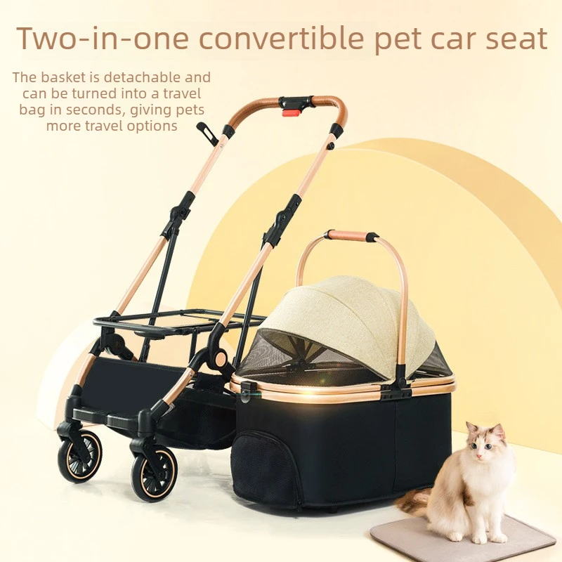 Cochecito para perros pequeños y gatos – Carrito plegable con cesta desmontable - imagen 2