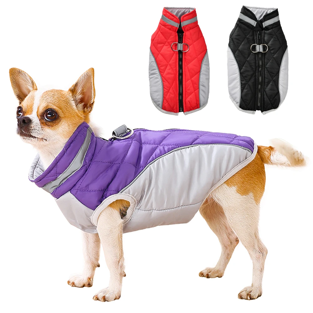 Chaqueta cálida de invierno para perros pequeños y medianos, ropa reflectante impermeable con anillo en D para cachorros, disfraz para mascotas de Bulldog Francés Chihuahua