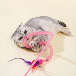 Juguete interactivo con hierba gatera para gatos – Varita de juego