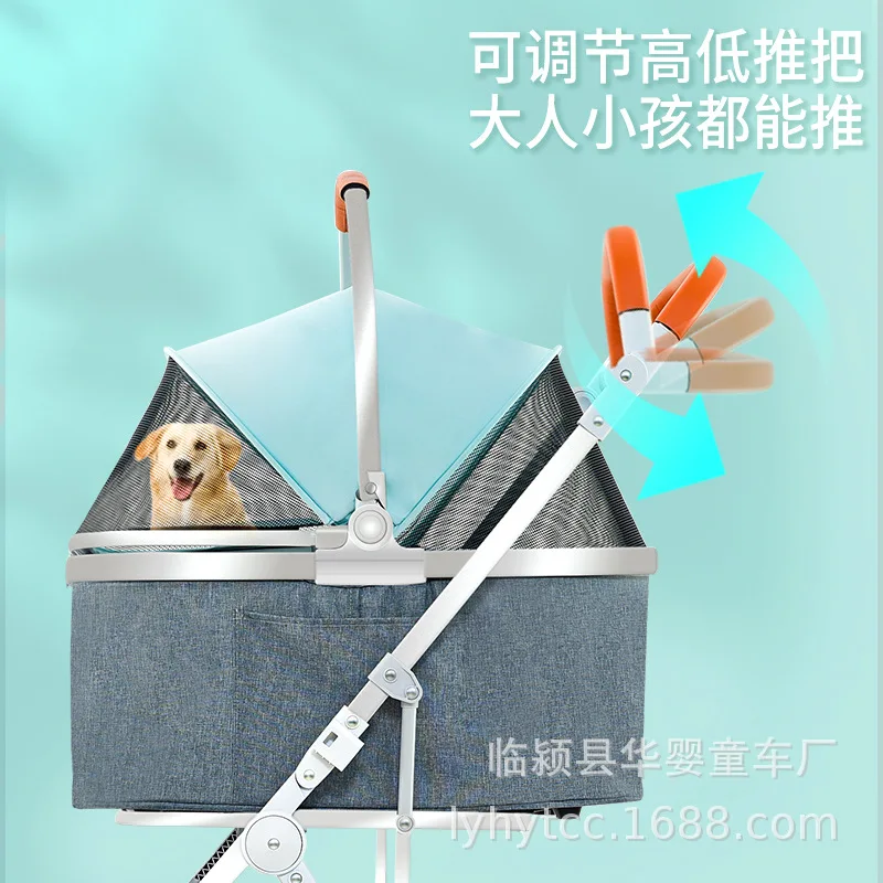 Cesta de transporte desmontable de doble capa, cochecito para mascotas, carrito plegable ajustable, suministros para gatos - imagen 2