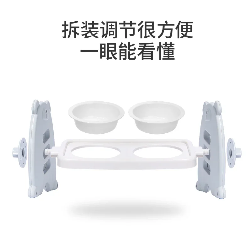 Cuenco doble para mascotas con ajuste de altura, protege el cuello, suministros para mascotas, 15 °   Cuenco inclinado para gatos - imagen 5