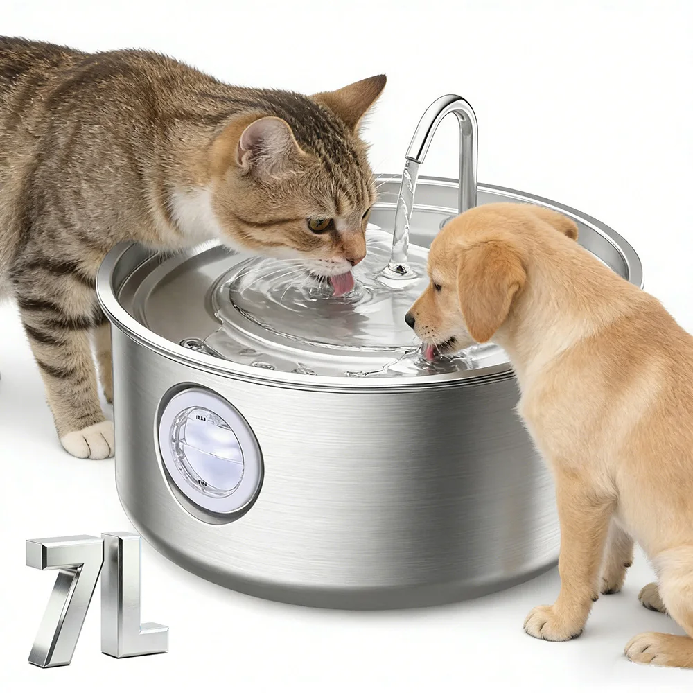 Fuente de agua automática acero inoxidable para perros y gatos filtro