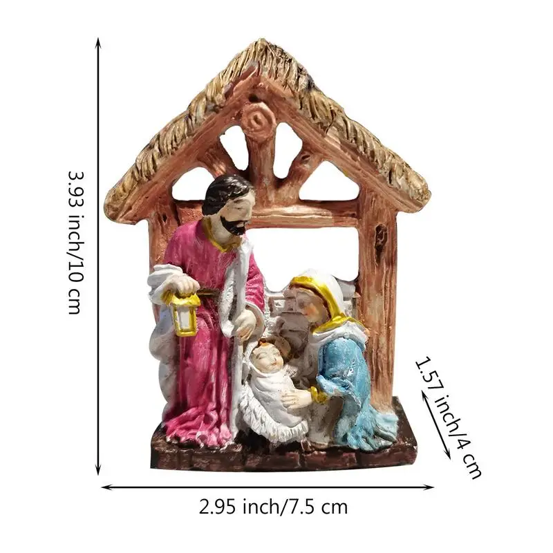 Estatua de la Santa Familia, adornos de resina de Natividad bonita, estatua católica, artículos religiosos, decoraciones navideñas religiosas - imagen 5