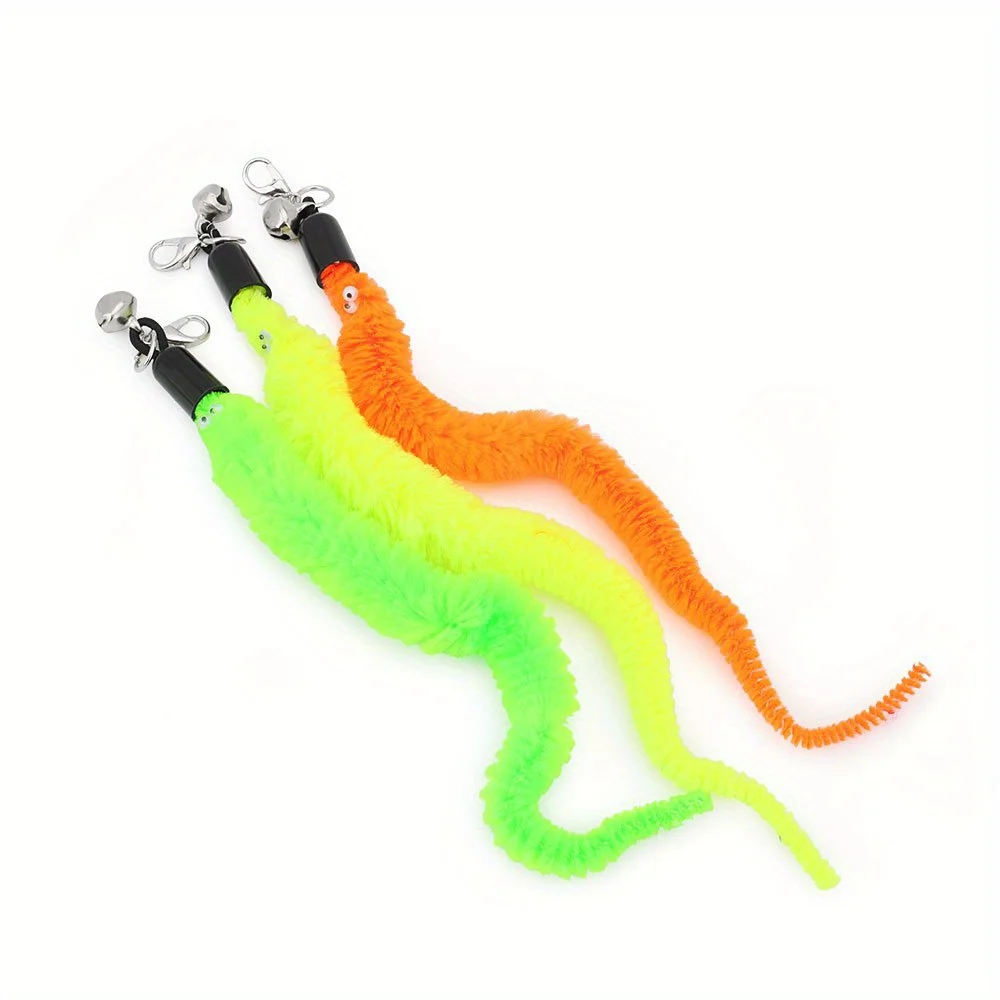 Paquete de 10 accesorios de juguete de peluche para gatos, cabeza de repuesto de gusanos, palo divertido para gatos, juguetes para mascotas - imagen 3