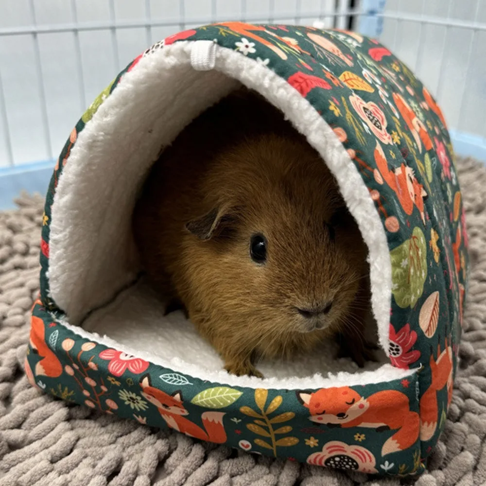Cama para dormir con estampado cálido para otoño e invierno, nido Triangular para mascota, pájaro, loro, conejo, ardilla, conejillo de indias, jaula colgante para hámster - imagen 4