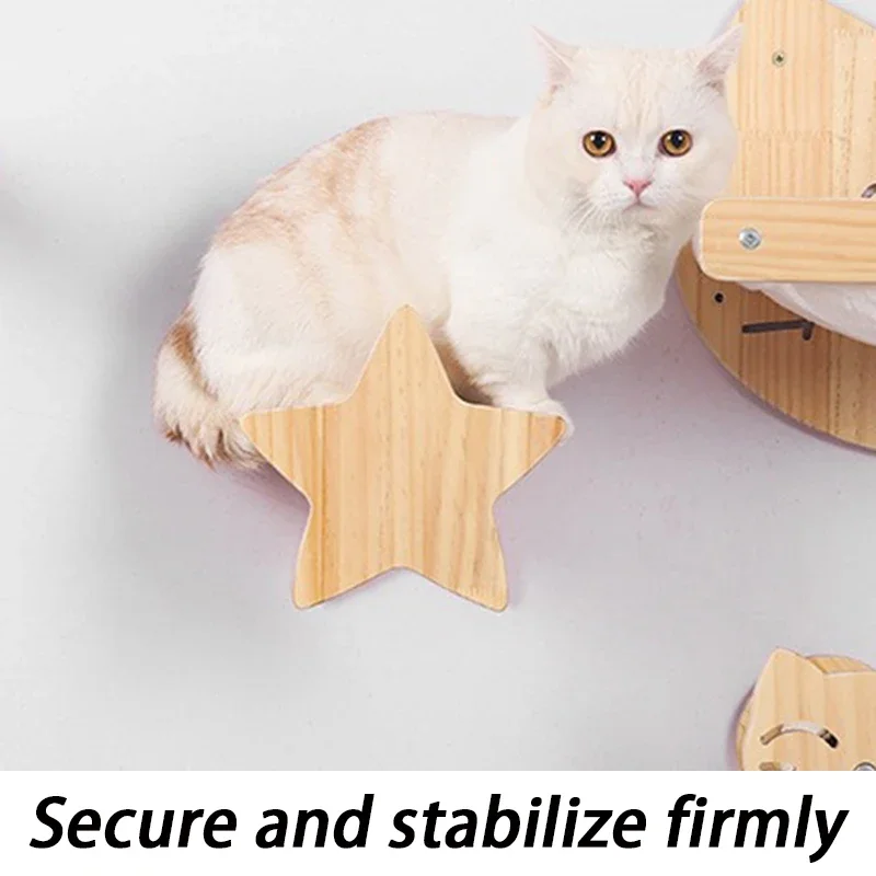 Torre de madera de pino para gatos, poste rascador montado en la pared, hamaca de Sisal para gatos, juguetes interactivos, marco de escalada en pared, muebles, suministros para mascotas - imagen 4