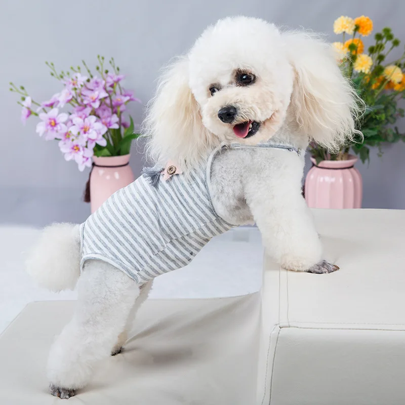 Pantalones cortos ajustables para perros y mujeres, tirantes lavables para mascotas, pantalones fisiológicos, ropa interior a rayas para cachorros, suministros para mascotas para perros pequeños - imagen 2