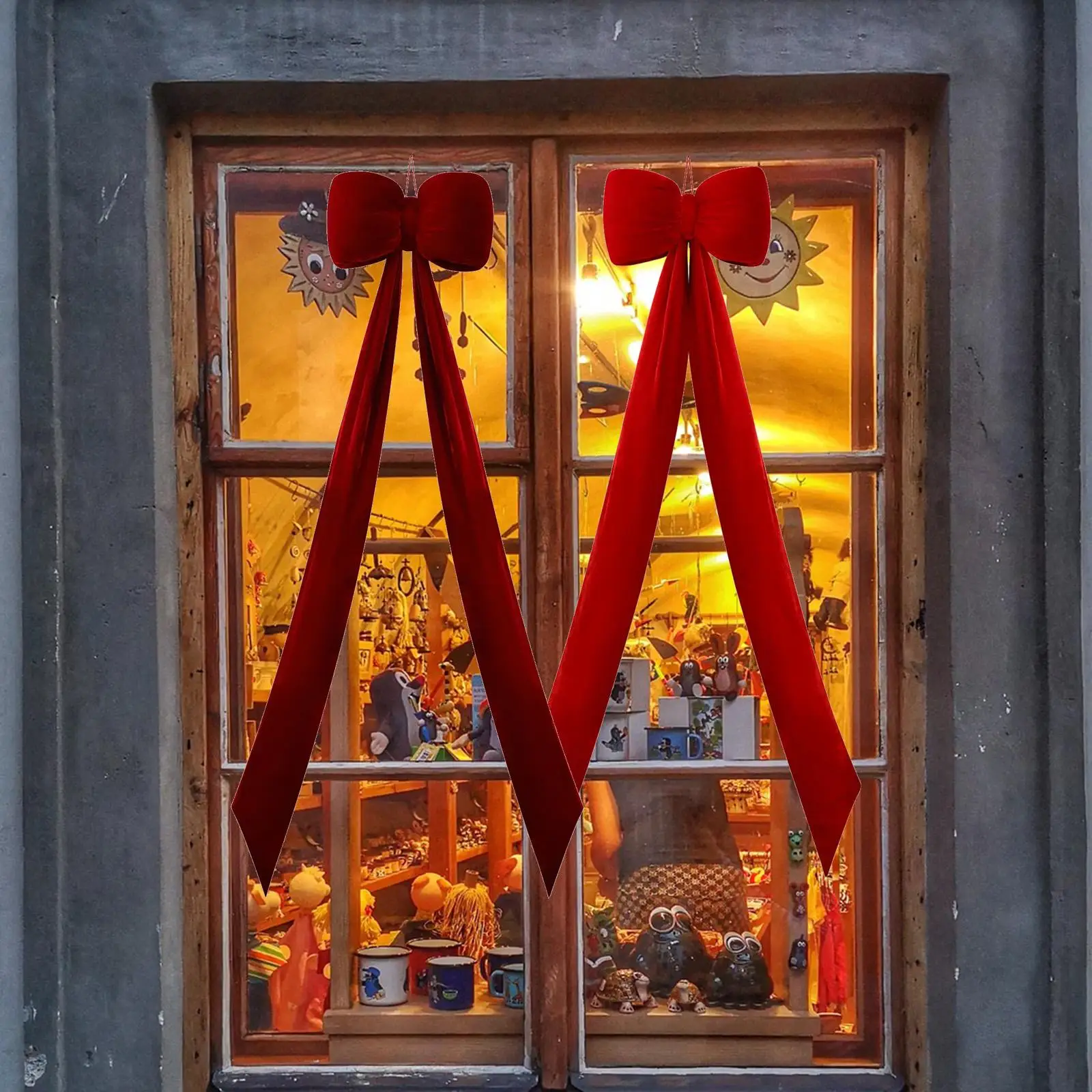 Adorno de árbol de Navidad con lazo gigante, decoración navideña decorativa de 59 pulgadas, telón de fondo multifuncional para porche, Bar, tienda, sala de estar - imagen 4