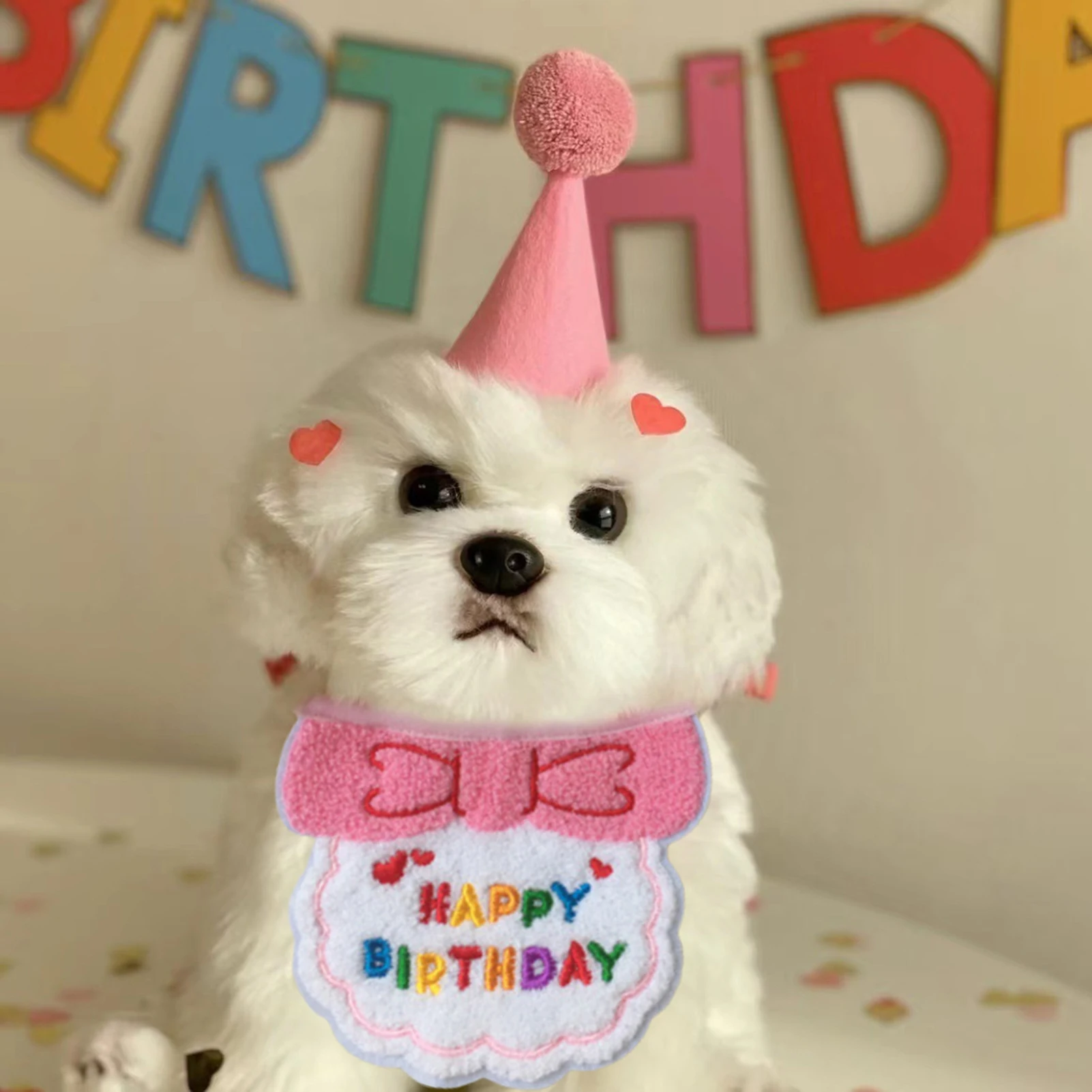 Elegante bufanda para cachorro, vestido bordado, bandana tejida a mano para perros pequeños - imagen 4