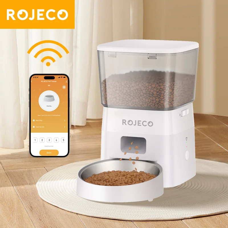 Robeco-Alimentador automático para perros, dispensador de Comida inteligente con Control remoto por WIFI, para mascotas, gatos, accesorios para perros
