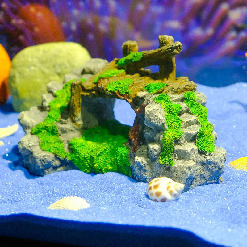 Puente decorativo de resina para acuario – Refugio peces y gambas - imagen 4