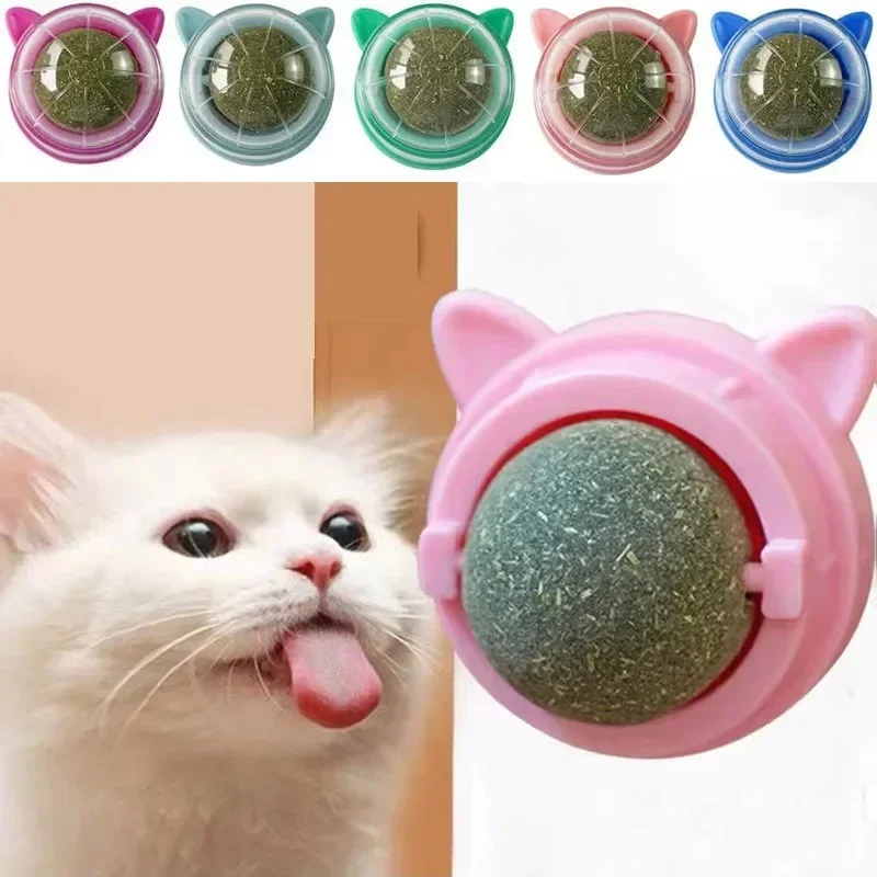 Bolas de pelo naturales saludables para promover la digestión, Bola de menta para gatos, aperitivos de hierba para gatos, bolas de hierba gatera, juguetes adhesivos para pared