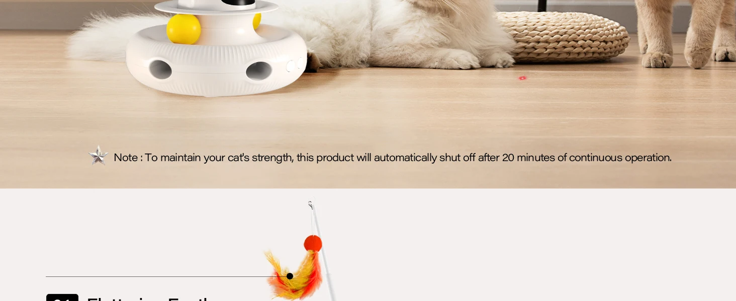 Detalle de funciones del juguete ATUBAN para gatos