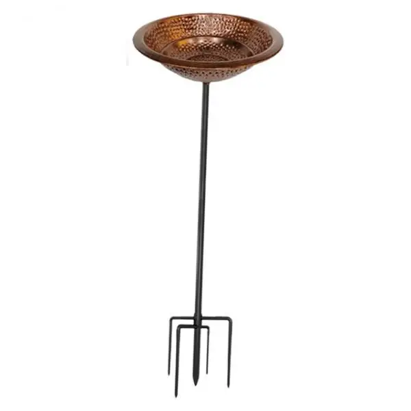 Baño de pájaros de hierro para beber, regalo de paisaje, bandeja alimentadora de pájaros con estación de alimentación de Base de 5 puntas para valla, balcón, patio, césped y patio trasero - imagen 3