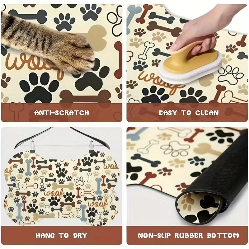 Tapete antideslizante para comedero de perros y gatos – Secado rápido