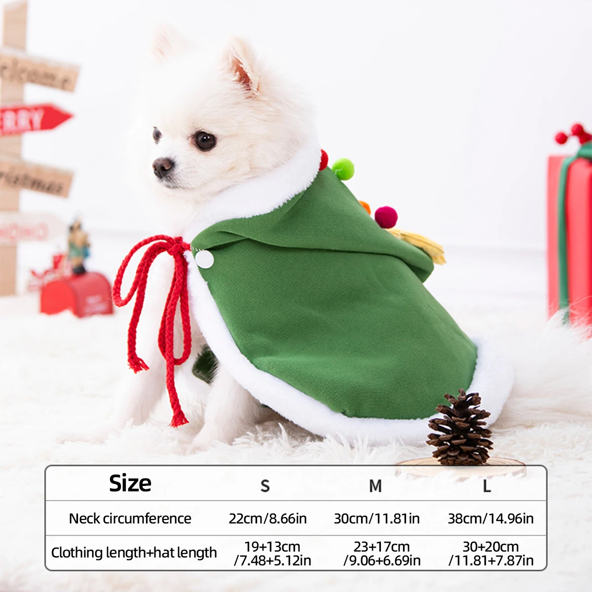 Ropa navideña para mascotas, 1 unidad, para Corgis pequeños y medianos y Bulldog Francés, capa para perro con árbol de Navidad, capa y ropa cálida para mascotas