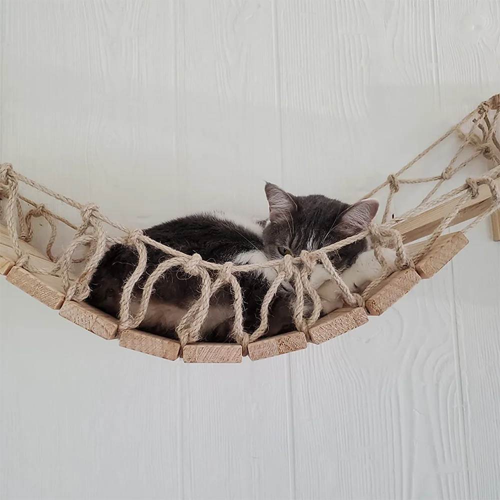 Puente para gatos montado en la pared, escalera de Sisal para gatos múltiples, poste rascador, marco de escalada para gatos, muebles, juguete para gatos, tablero rascador, cama - imagen 4