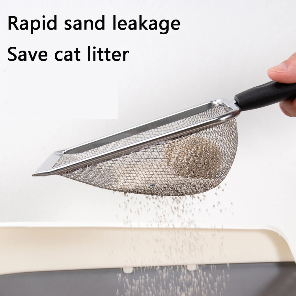 Pala de arena para gatos con agujero pequeño, agujero colgante para arena, bandeja de arena para mascotas, pala de arena, pala de Metal de acero inoxidable, herramienta de limpieza para gatitos - imagen 5