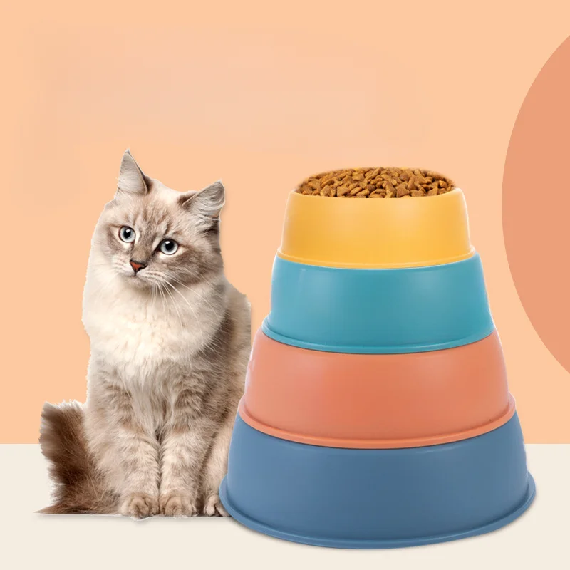Cuenco de plástico de Color sólido para mascotas, cuenco redondo para perros y gatos, cuenco individual grueso, suministros ecológicos para mascotas, alimentador para perros o gatos - imagen 2
