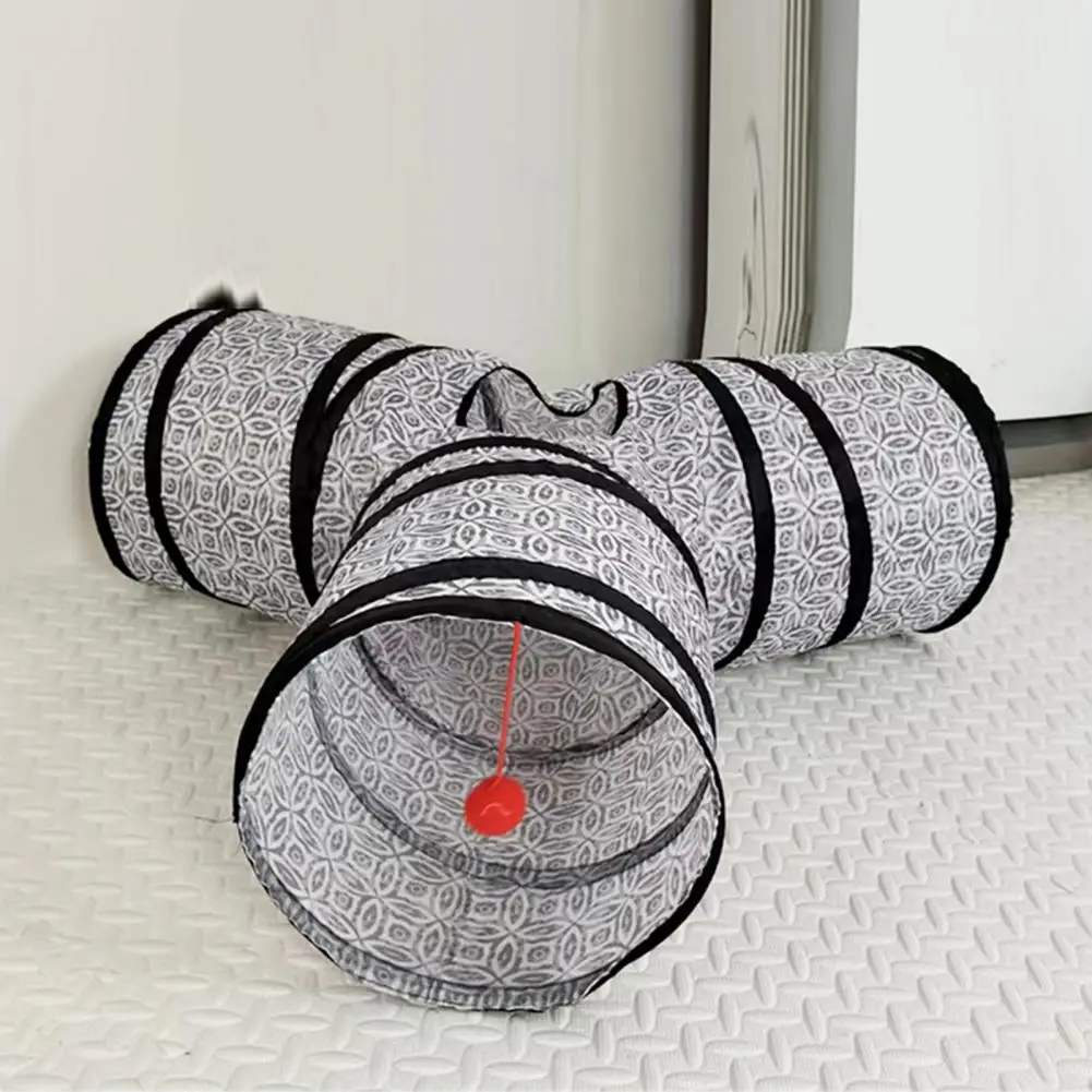 Túnel plegable portátil de 3 vías para gato, juguete con bola de tubo resistente a las roturas, para mascotas de interior - imagen 2