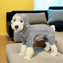 Suéter de invierno con sombrero para perros y gatos, punto suave