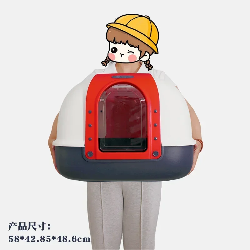 กล่องครอกแมว Enclosed Anti-splash Double Flip ห้องน้ําแมวขนาดใหญ่อุปกรณ์ทําความสะอาดสัตว์เลี้ยงรายการสัตว์เลี้ยง - imagen 3